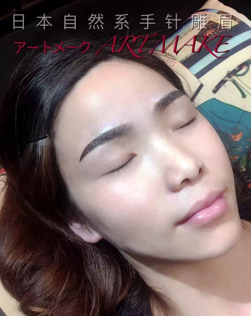 日本手针雕眉纹身图片_成品人物日本雕眉纹身图案