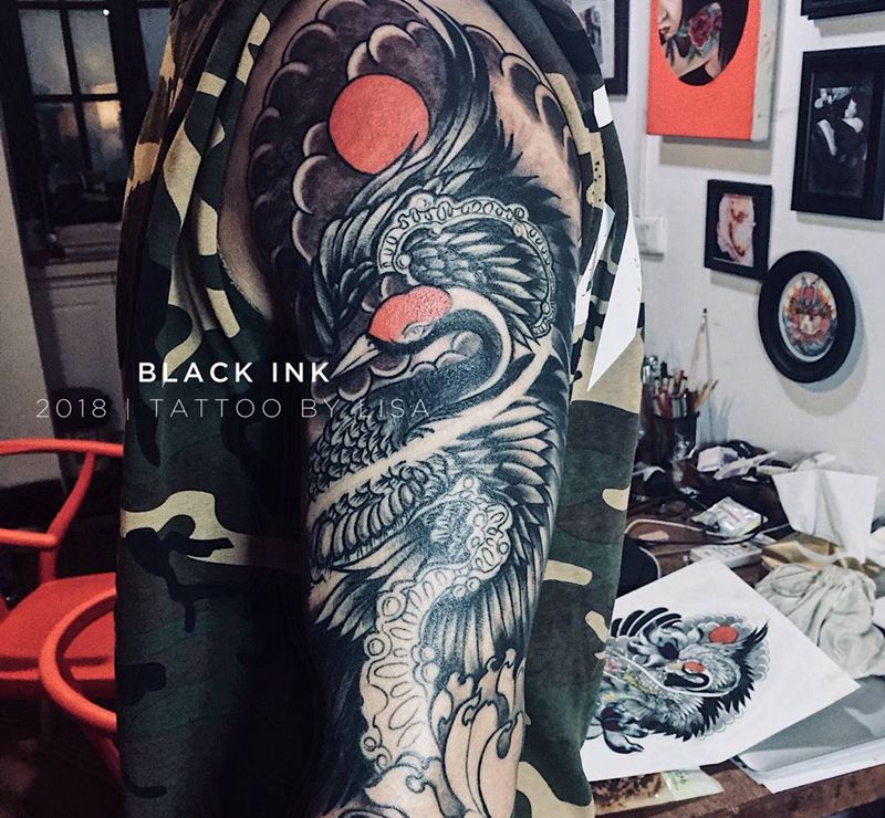 原创新传统七分臂纹身图片_成品手臂传统动物图腾原创纹身图案