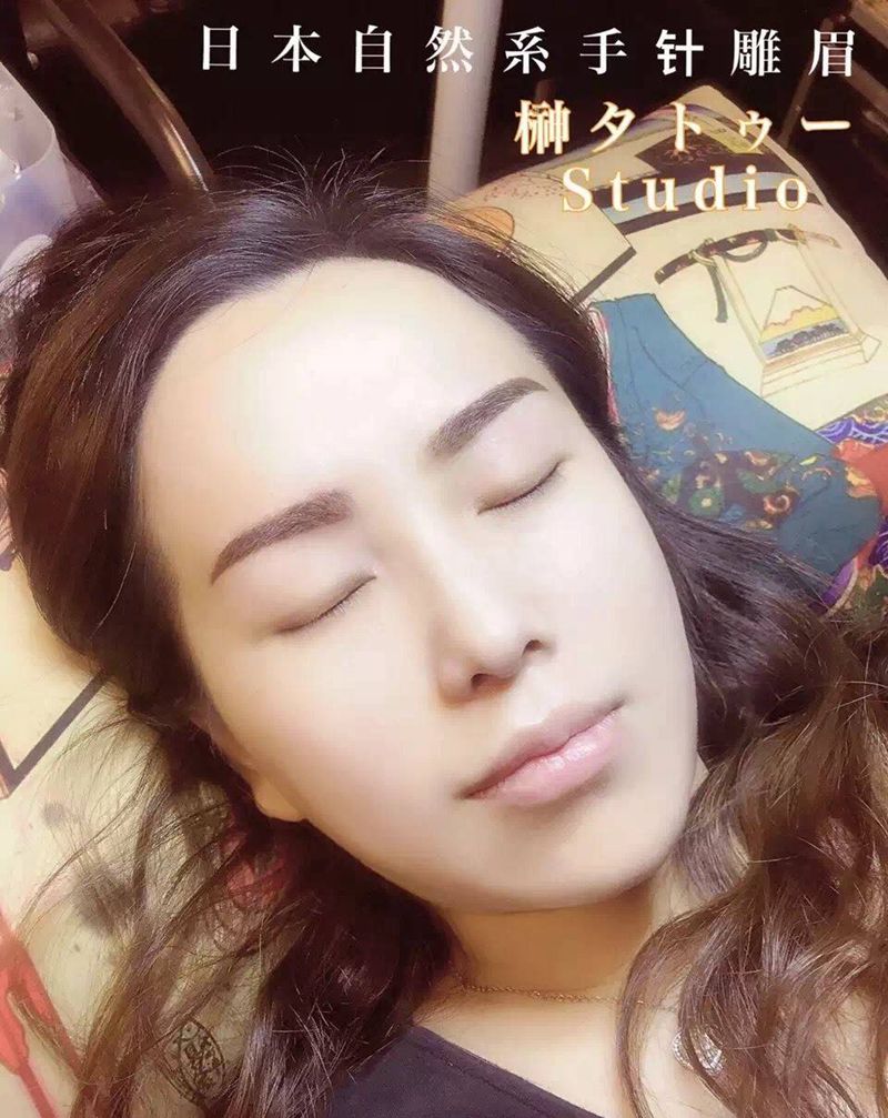 日式手针雕眉纹身图片_成品人物纹身图案