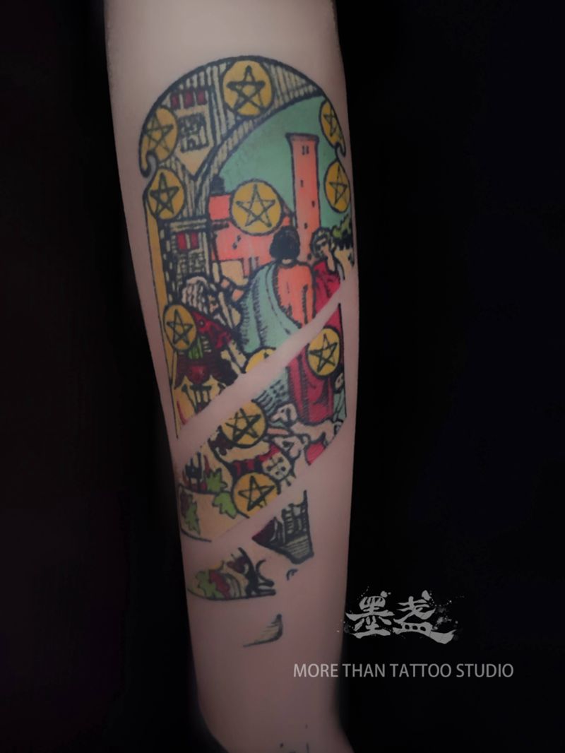 塔罗牌纹身图片_手臂清新纹身图案