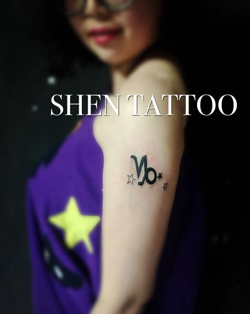 摩羯座纹身图片_成品手臂欧美图腾纹身图案