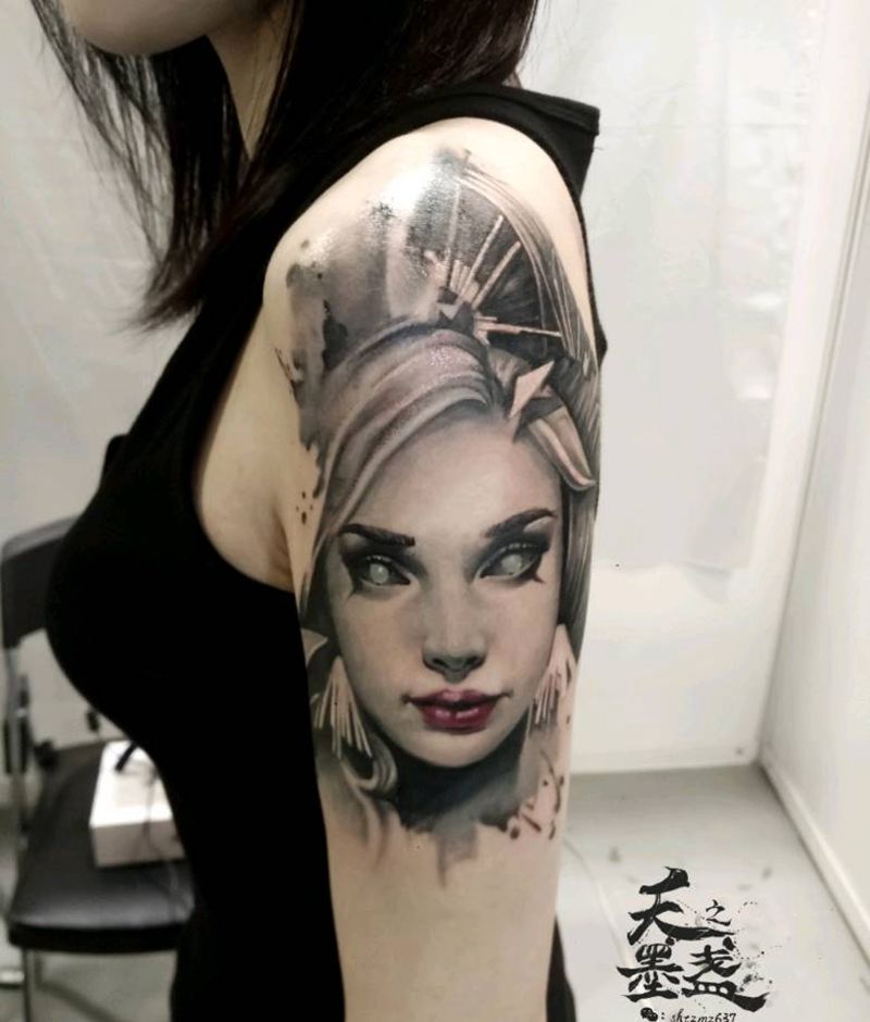 台湾第二天纹身图片_手臂肖像写实人物原创纹身图案