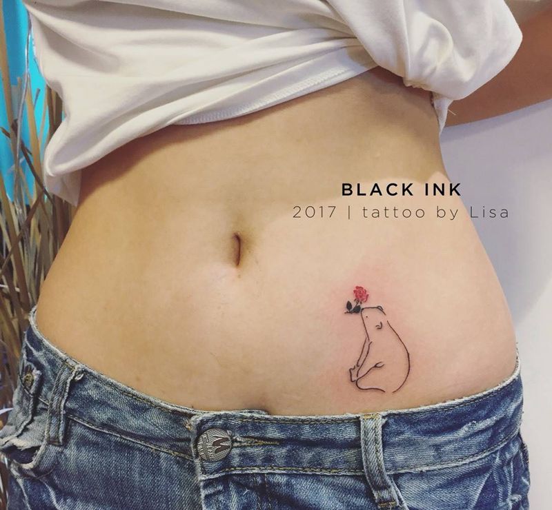 lover纹身图片_成品腰部清新欧美植物原创纹身图案