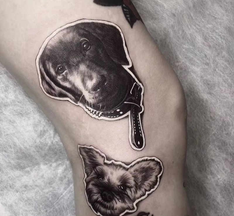 大新和高富帅纹身图片_腿部欧美写实纹身图案