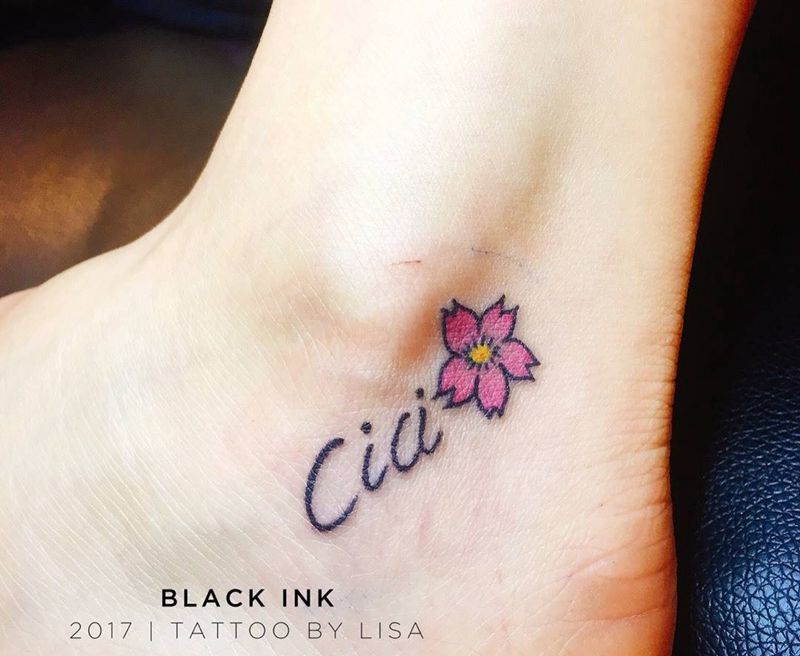 腳踝小清新纹身图片_成品脚部欧美清新植物原创纹身图案