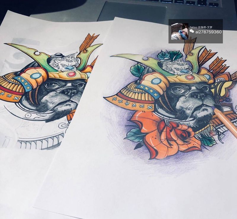 手稿纹身图片_手稿手臂欧美写实肖像植物动物原创纹身图案