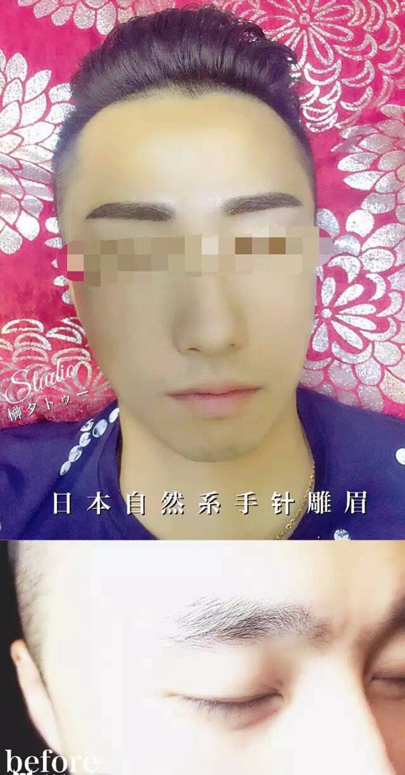 日式手针雕眉（男士）纹身图片_成品人物纹身图案