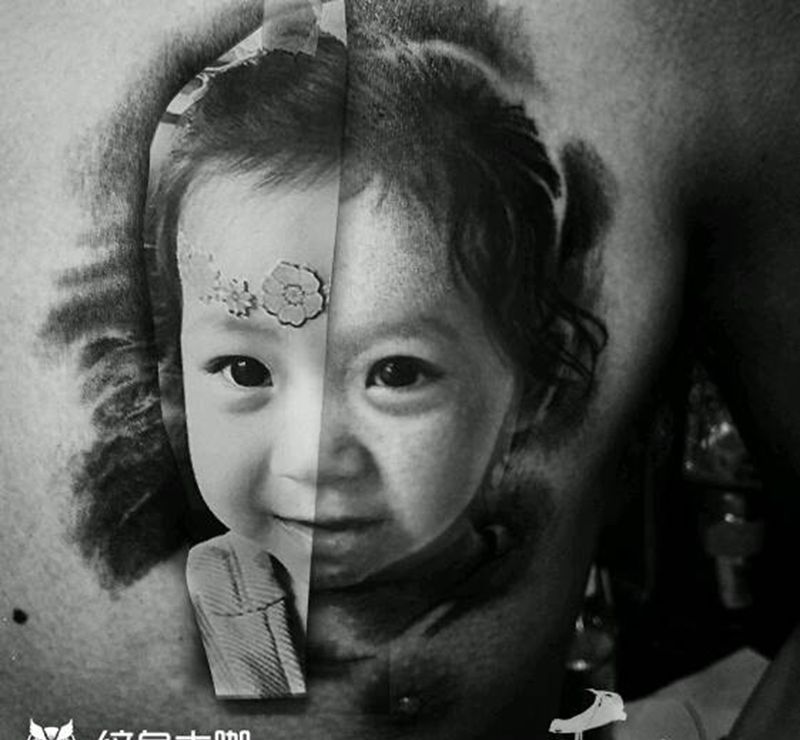 儿童肖像纹身图片