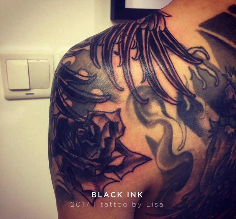 遮盖（未完成）纹身图片_成品手臂胸部背部欧美写实动物图腾原创纹身图案