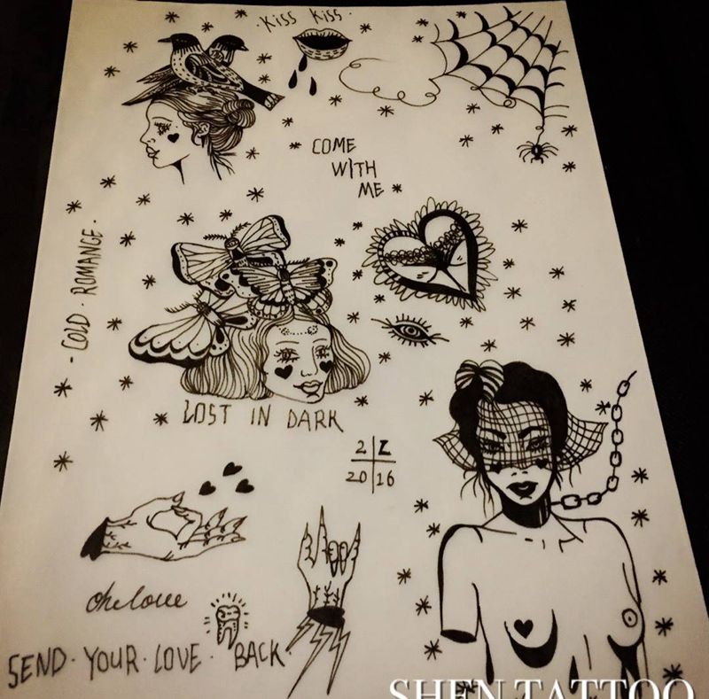 手稿整版纹身图片_手稿欧美原创纹身图案