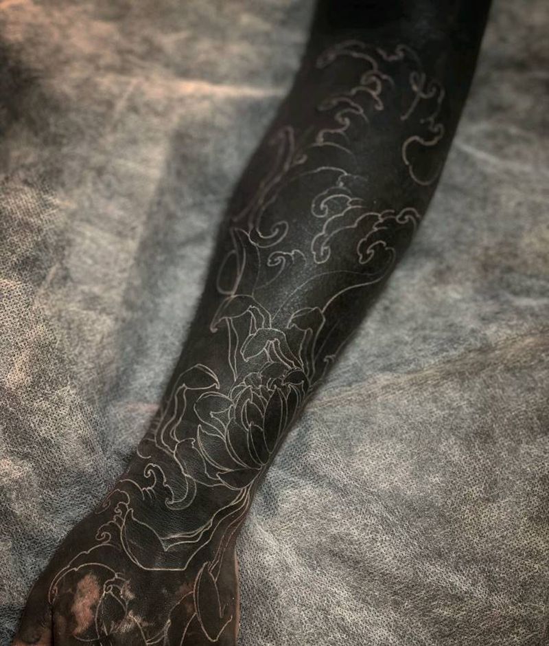 拯救黑臂纹身图片_手部传统植物成品纹身图案