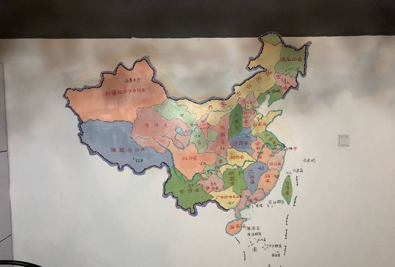 The map of China纹身图片_成品写实几何字符纹身图案