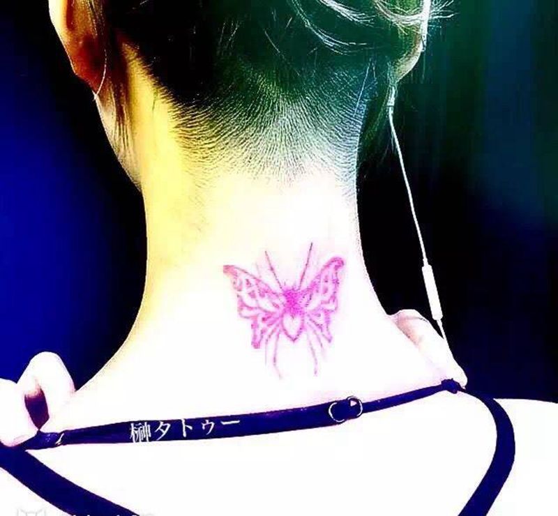 about hide纹身图片_成品颈部欧美清新图腾原创纹身图案