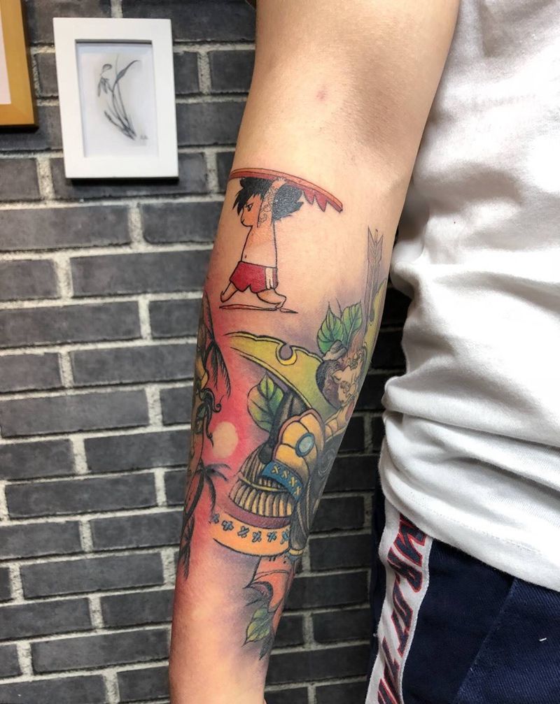 包小臂纹身图片_成品手臂人物静物纹身图案