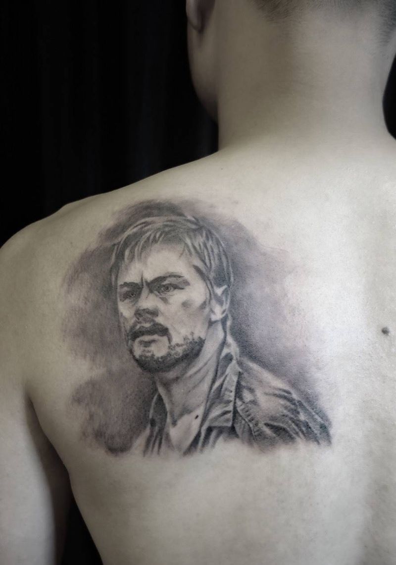 肖像纹身图片_成品背部欧美写实人物纹身图案