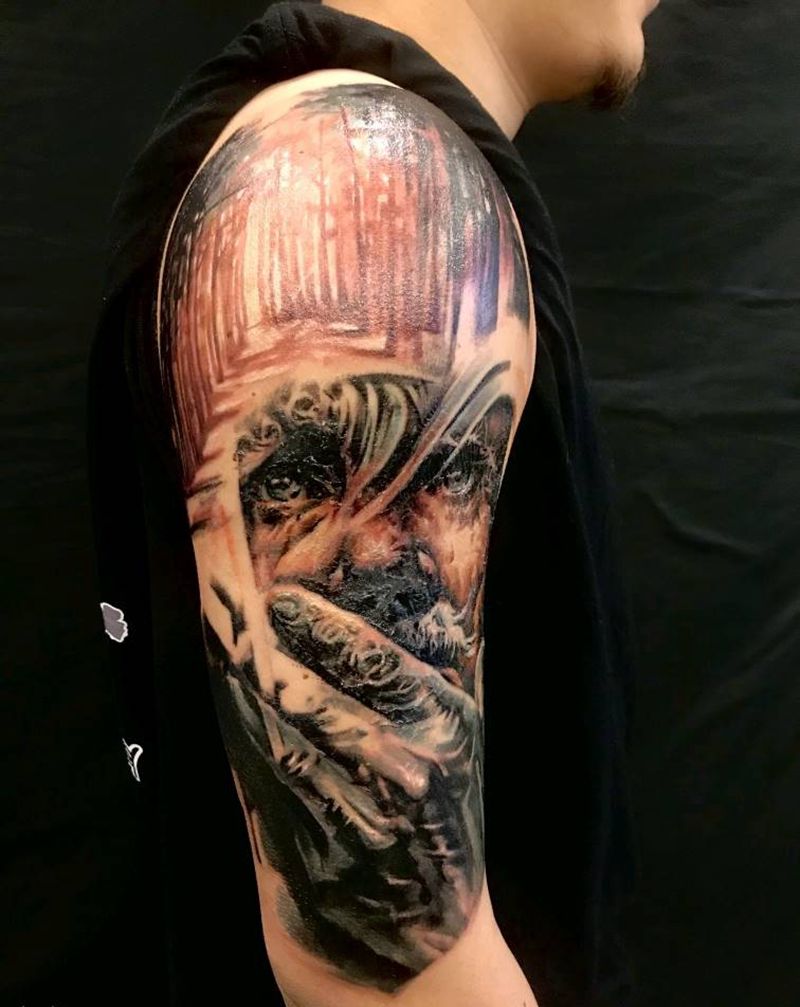 待续纹身图片_手臂肖像写实纹身图案