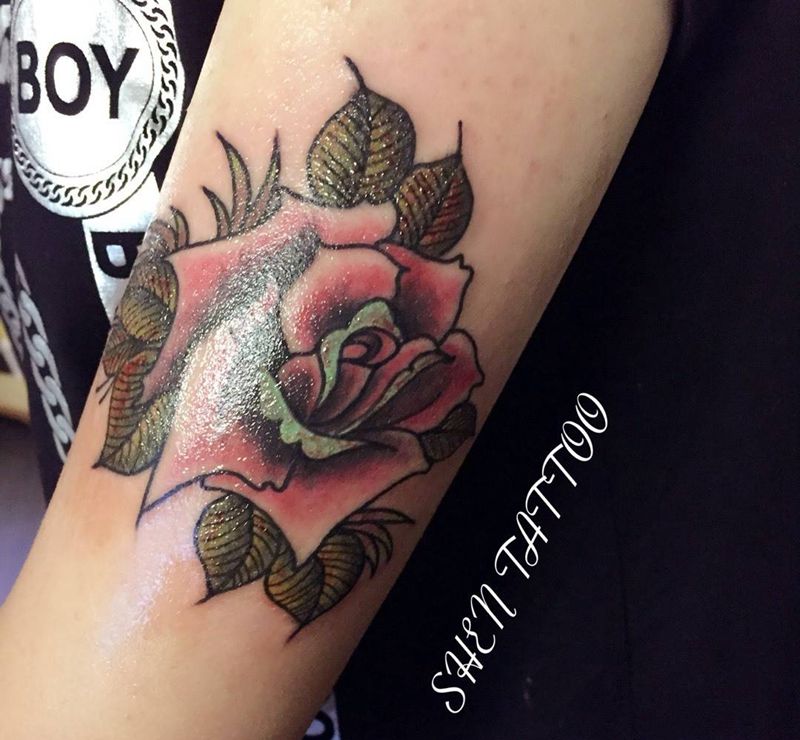 rose纹身图片_成品手臂欧美原创植物纹身图案