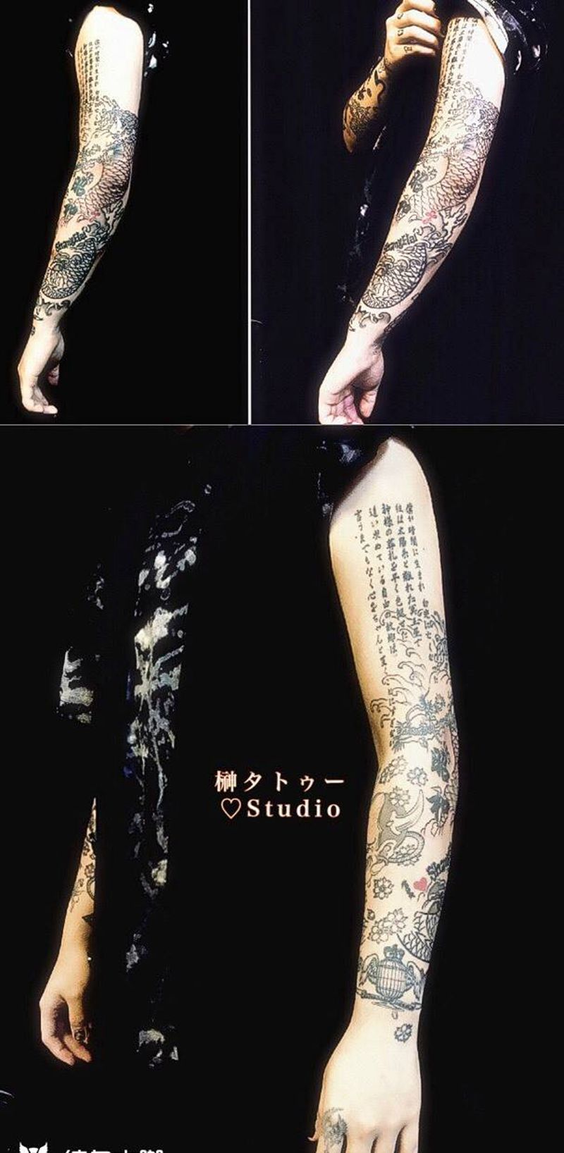 即兴刺青 整臂纹身图片_成品手臂传统原创宗教鬼神人物纹身图案