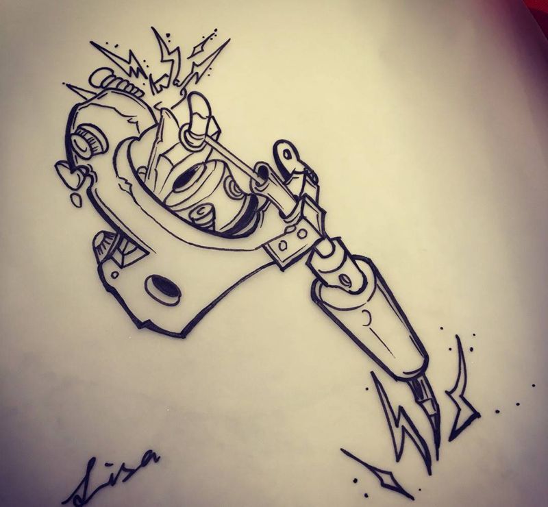 手稿 gun纹身图片_手稿手臂欧美原创图腾纹身图案