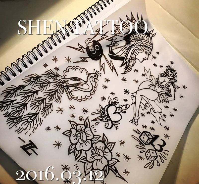 手稿 03.12纹身图片_颈部肩部手臂欧美原创手稿纹身图案