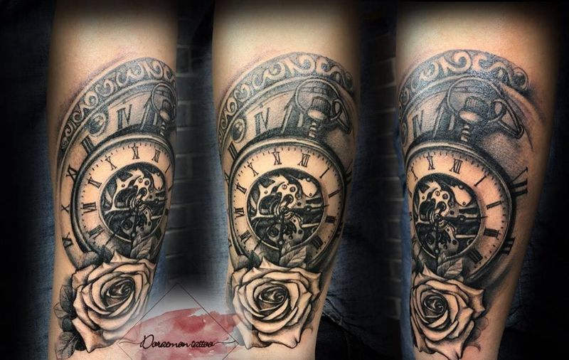 timing纹身图片_成品手臂欧美写实几何宗教原创纹身图案