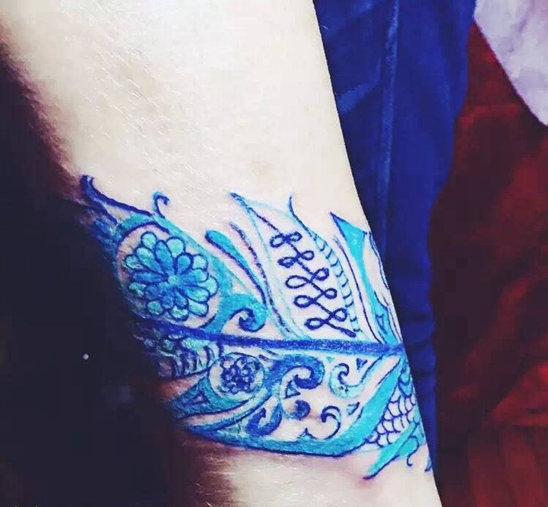 染纹身图片_成品腿部清新原创纹身图案