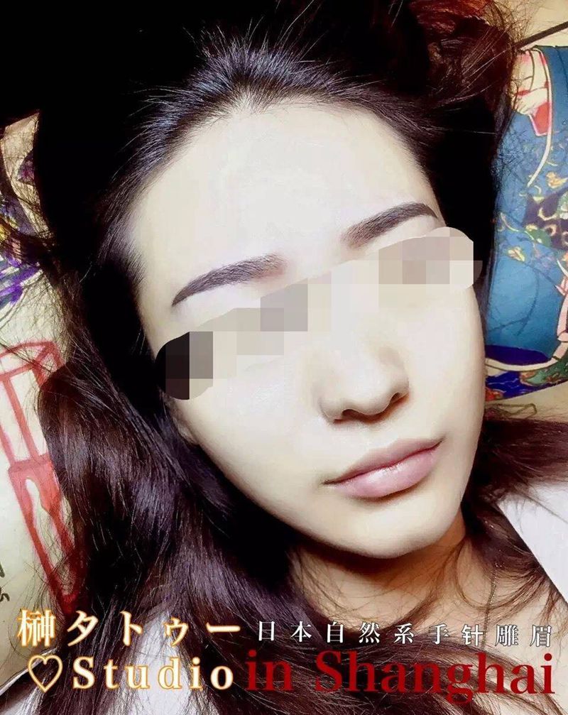 日式手针雕眉纹身图片_成品人物纹身图案