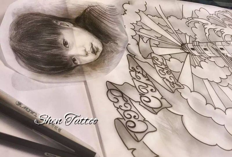 光纹身图片_手稿手臂欧美写实人物原创纹身图案