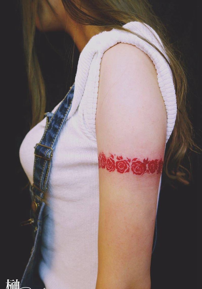 rose纹身图片_成品手臂欧美清新植物原创纹身图案