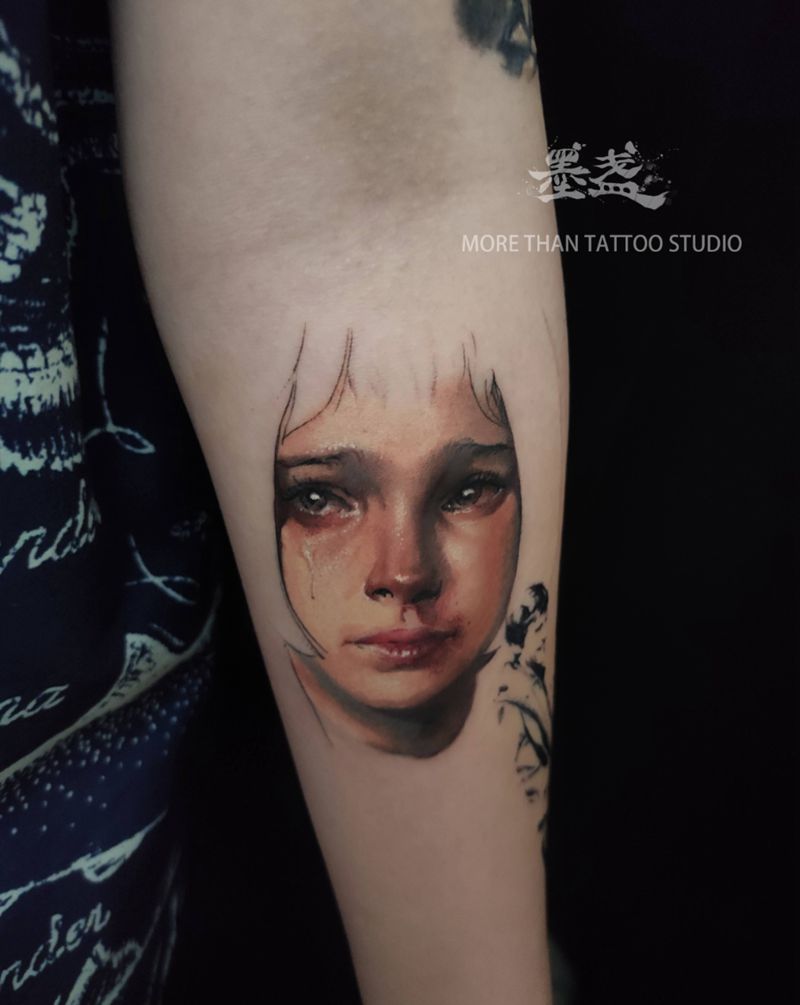 玛蒂尔达纹身图片_手臂欧美写实肖像彩色纹身图案