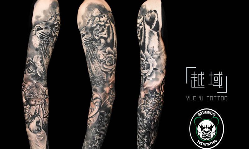 花臂纹身图片_欧美写实纹身图案