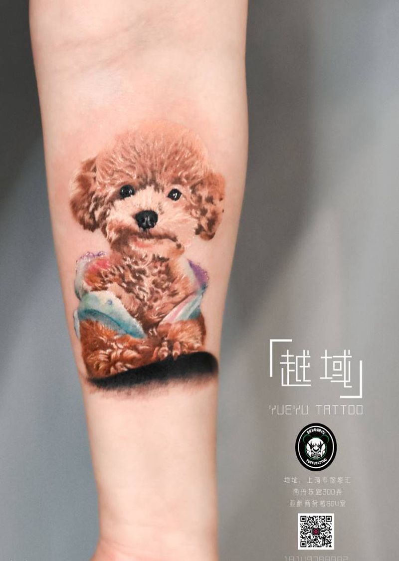 宠物肖像纹身图片_手臂New School纹身图案