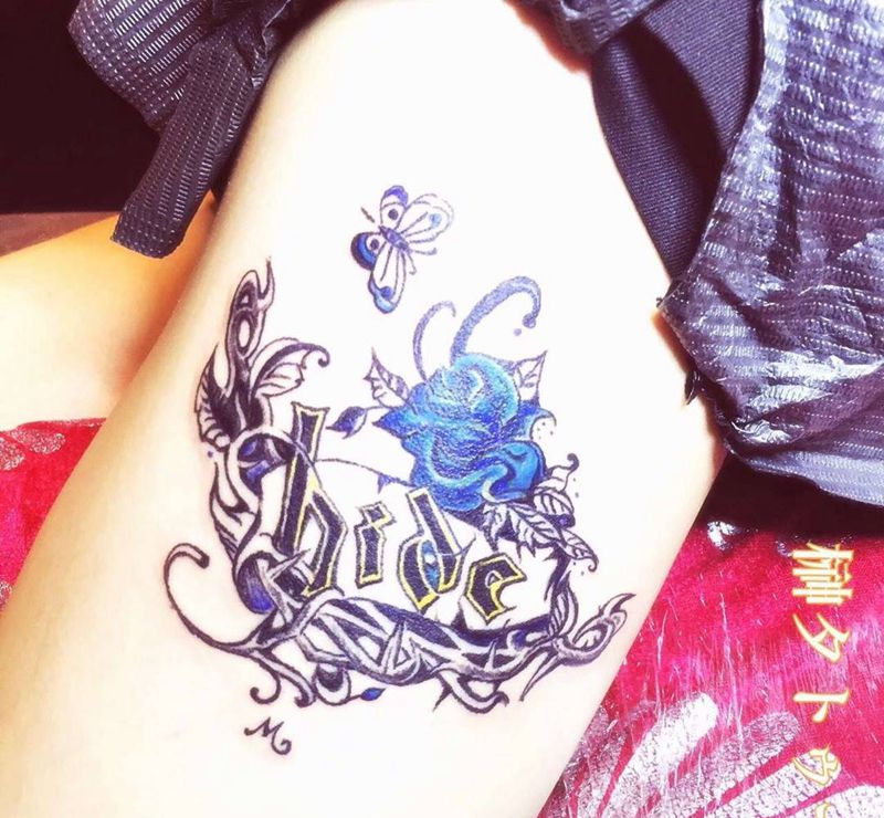 hide纹身图片_成品腿部欧美原创纹身图案