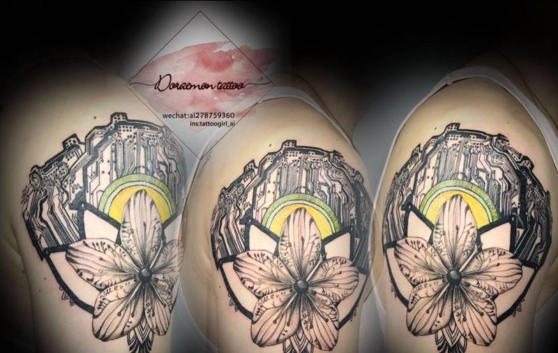 我的中国心纹身图片_成品手臂欧美写实清新传统字符几何植物原创纹身图案