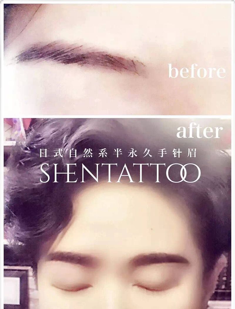 日式纯手针雕眉纹身图片_成品人物原创纹身图案