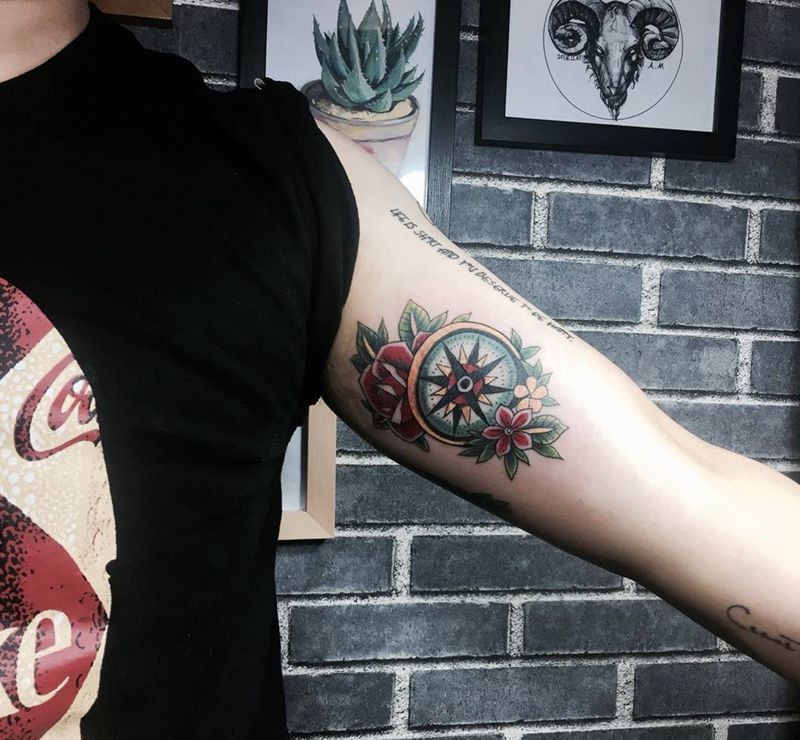 指南针纹身图片