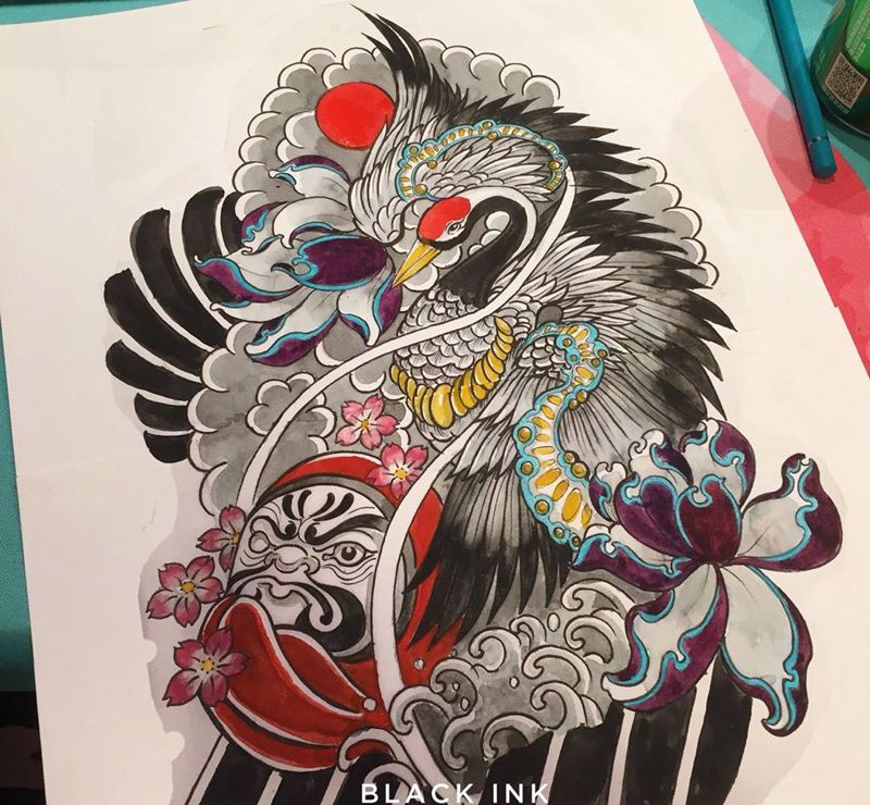 客订手稿（彩色）纹身图片_成品手稿手臂传统动物图腾原创纹身图案