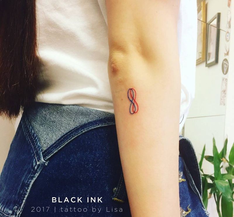 莫比乌斯环纹身图片_成品手臂欧美清新图腾原创纹身图案