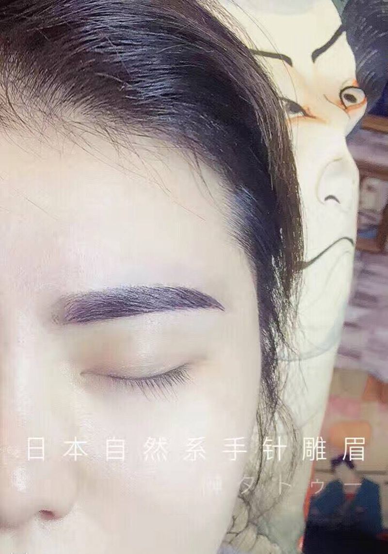 日本手针雕眉纹身图片_成品人物日本雕眉纹身图案