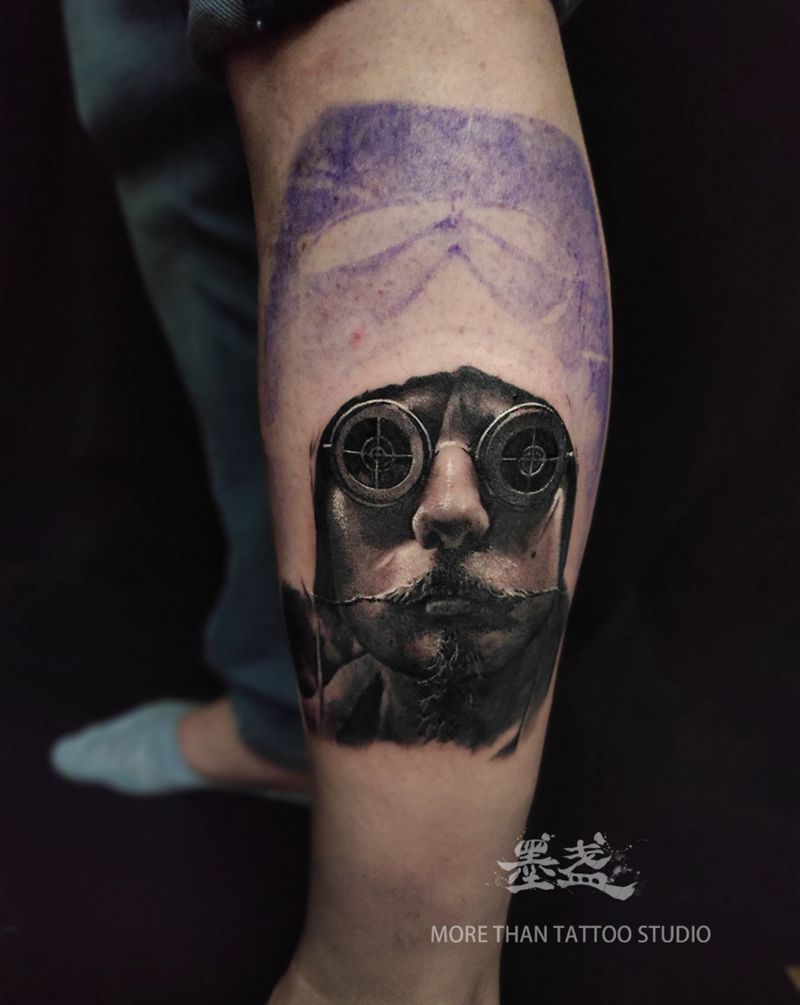 未完待续纹身图片_腿部欧美写实纹身图案