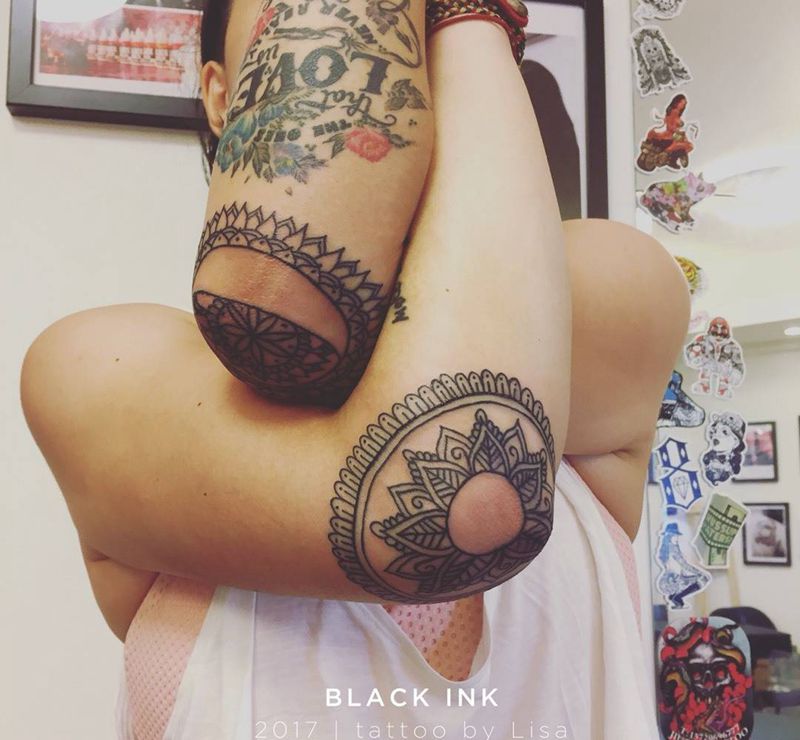 曼达拉双臂纹身图片_成品手臂欧美清新图腾原创纹身图案