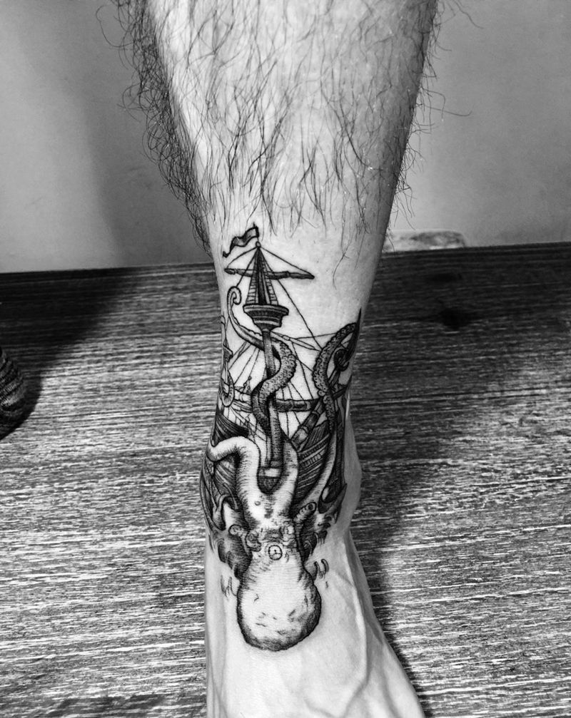 章鱼船未完纹身图片