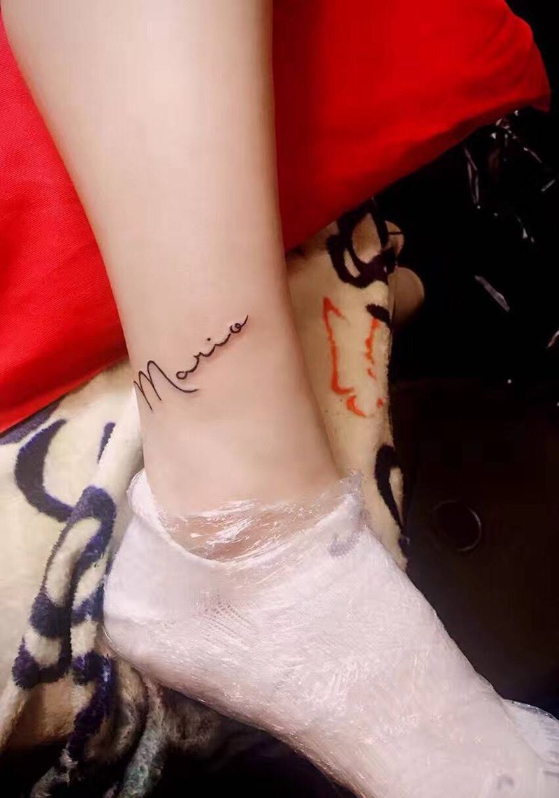 英文字母纹身图片_成品腿部欧美字符原创清新纹身图案