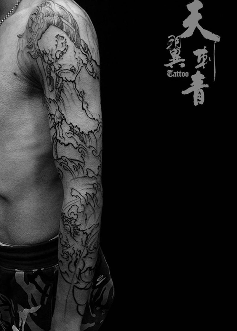 明王纹身图片_成品手臂手部传统动物鬼神原创人物宗教纹身图案