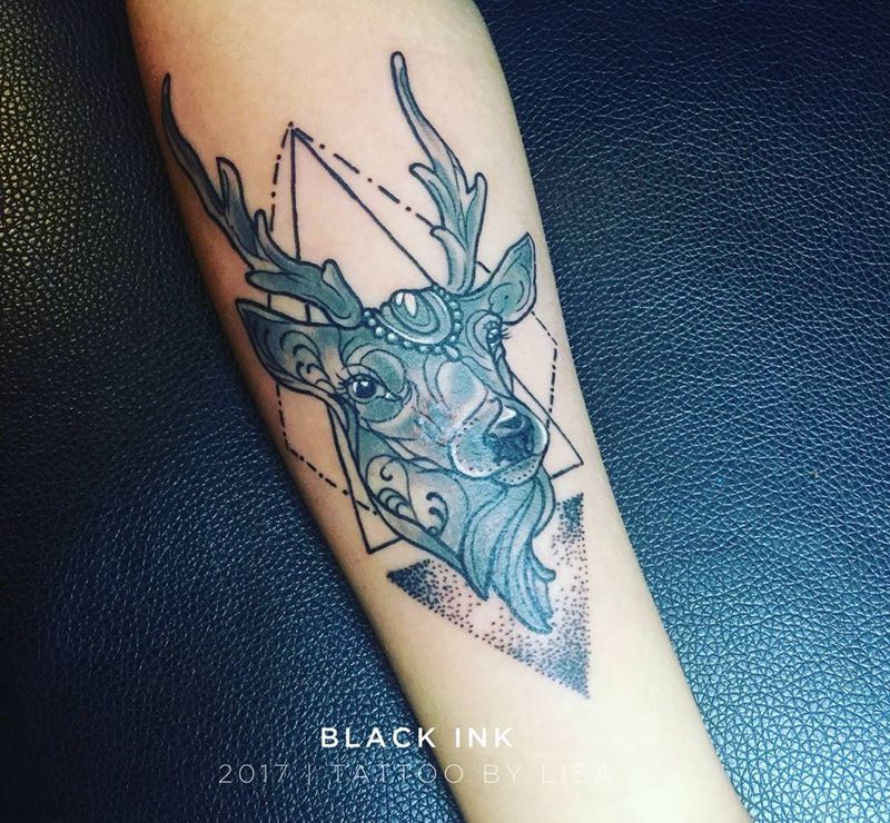 疤痕遮盖纹身图片_成品手臂欧美动物图腾原创清新纹身图案