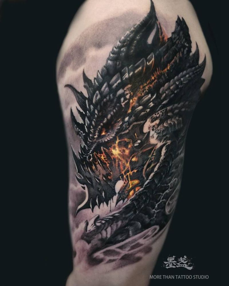 奈萨里奥纹身图片_手臂欧美写实魔兽世界纹身图案