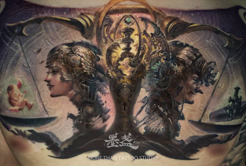 生老病死纹身图片_胸部欧美写实彩色纹身图案