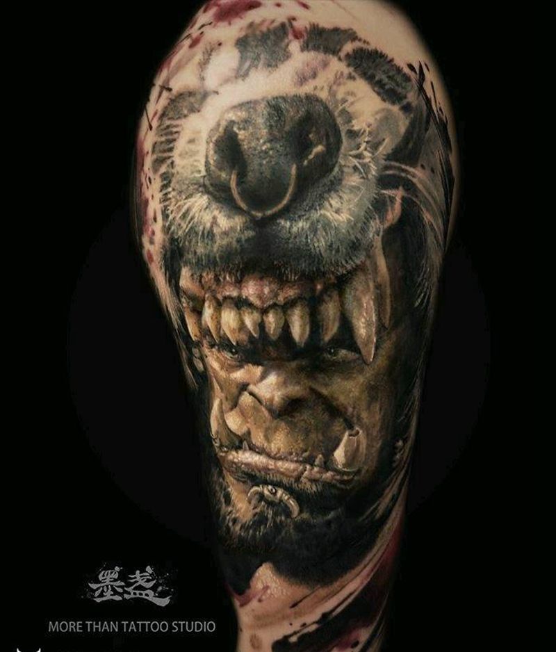 杜隆坦纹身图片_手臂欧美写实魔兽世界纹身图案