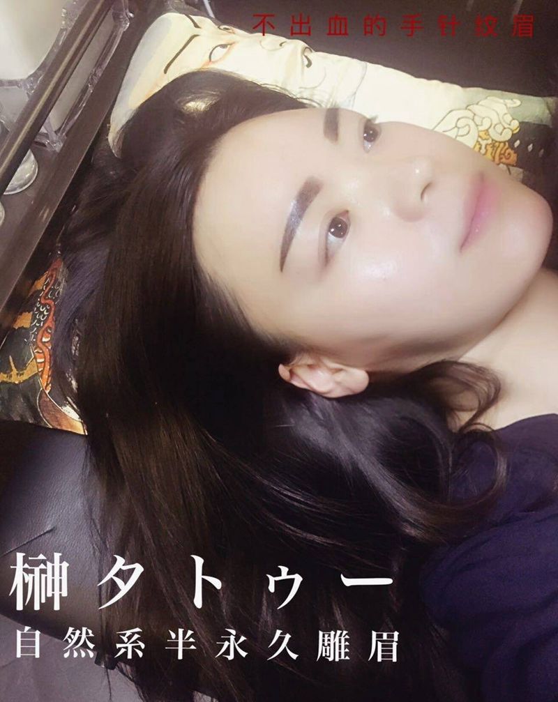 日式手针雕眉纹身图片_成品人物纹身图案