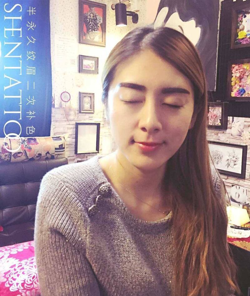 日式自然系眉第二次补色纹身图片_成品原创人物纹身图案